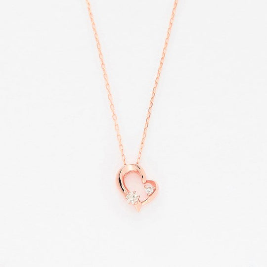 K10 ピンクゴールド ダイヤモンド ハート ネックレス