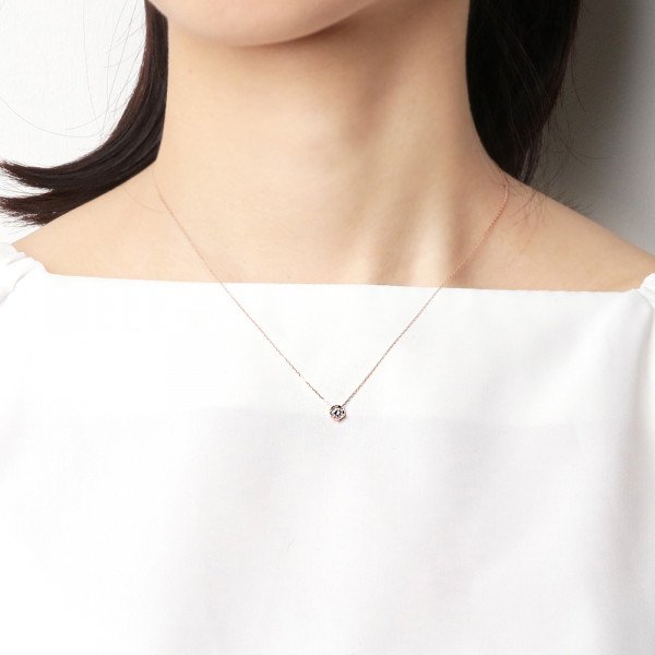 K10 ピンクゴールド ダイヤモンド ネックレス（0.2ct）