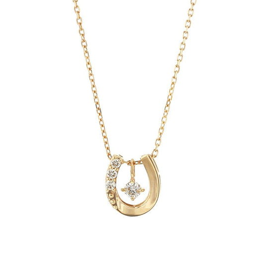 K10 イエローゴールド ダイヤモンド 馬蹄 ネックレス