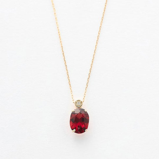 1月誕生石 K10 イエローゴールド ガーネット ネックレス