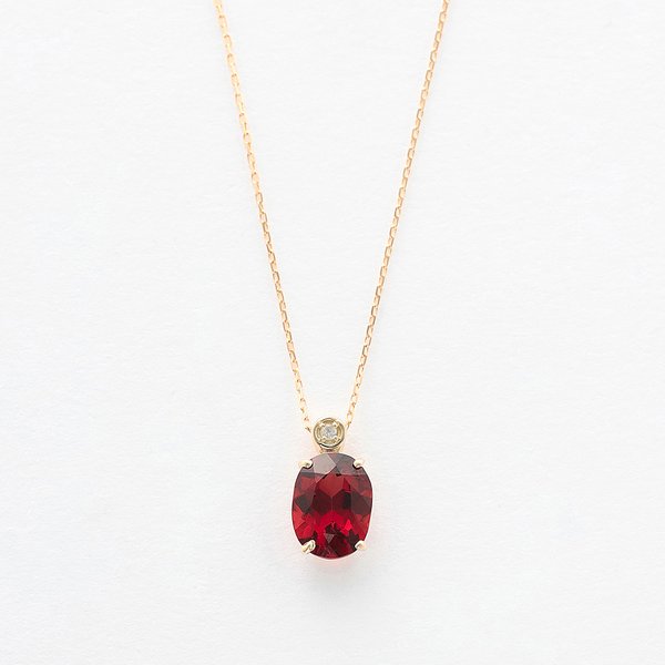 新品♡ミルフローラK10WG ガーネットペンダントネックレス 1月誕生石 K10 イエローゴールド ガーネット ネックレス
