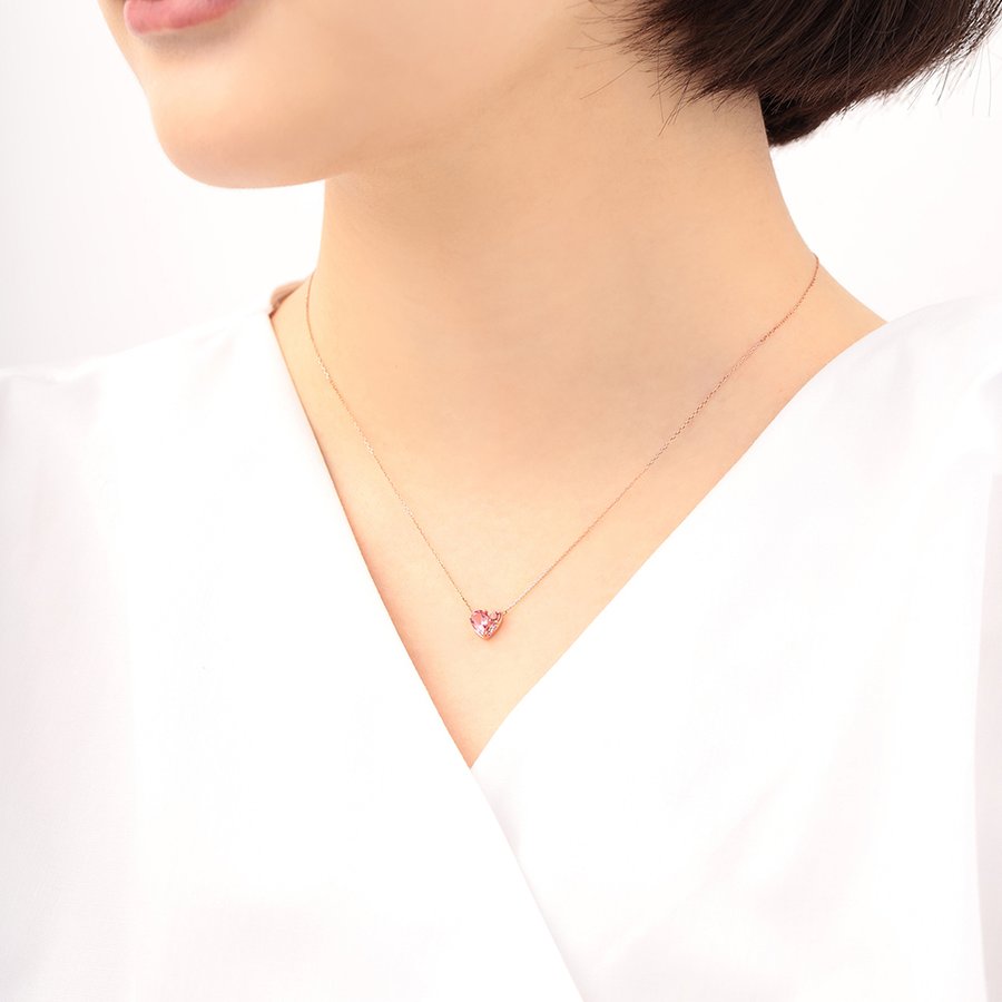 10月誕生石 K10 ピンクゴールド ピンクトルマリン ネックレス
